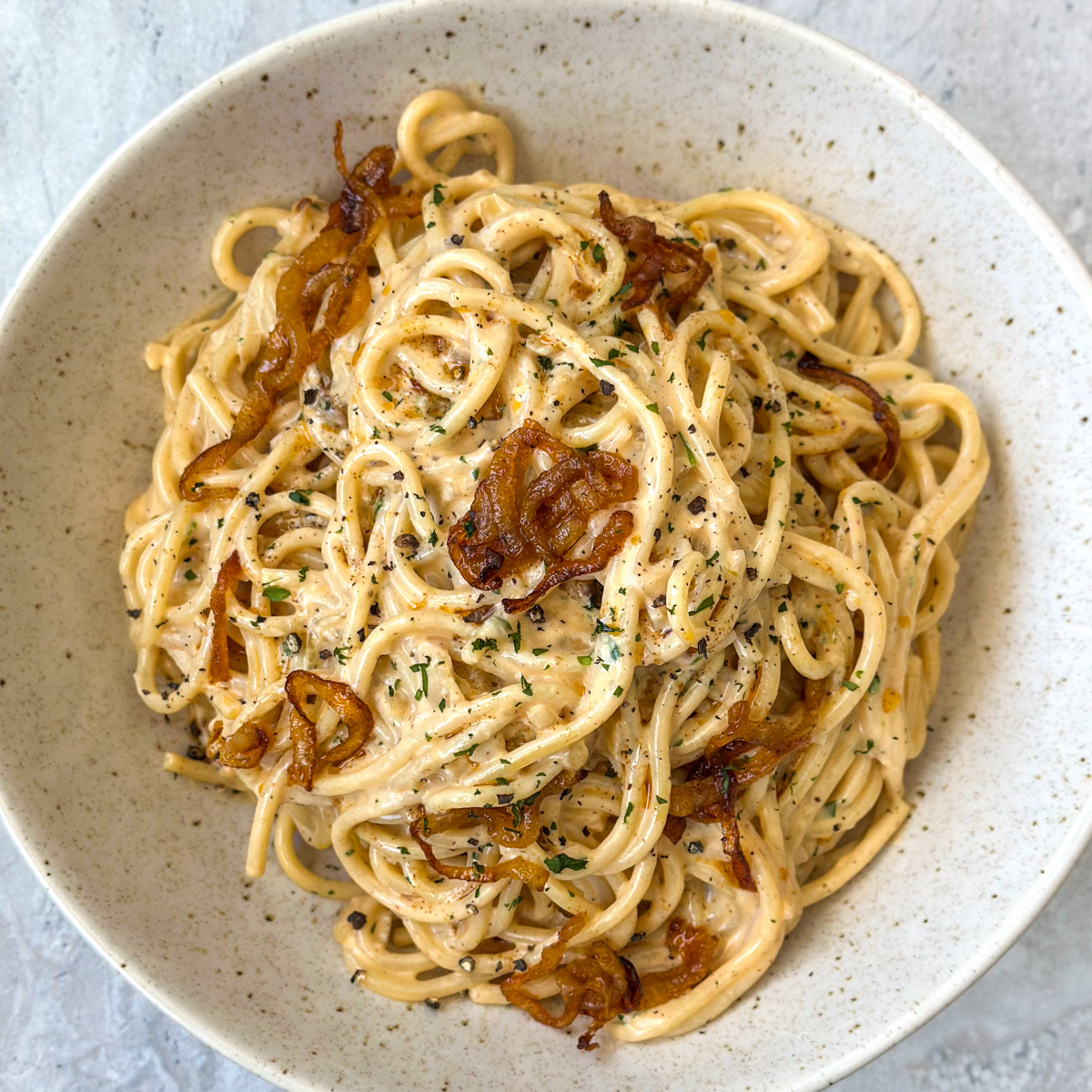 caramelized onion pasta