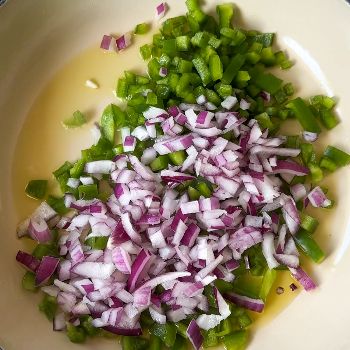 Saute green bell pepper & onion.