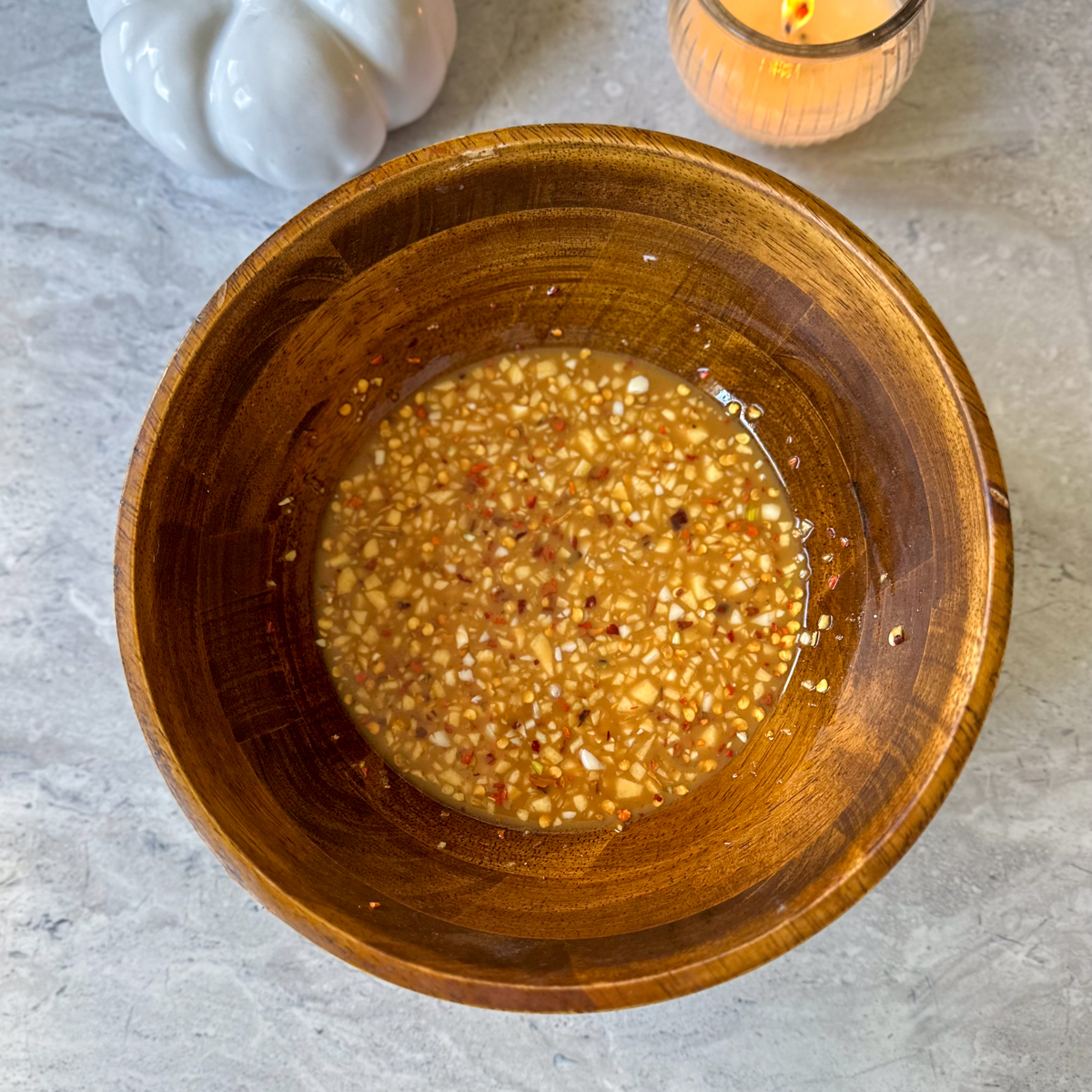 Make the hot honey garlic sauce & let it simmer & thicken in the same pan.