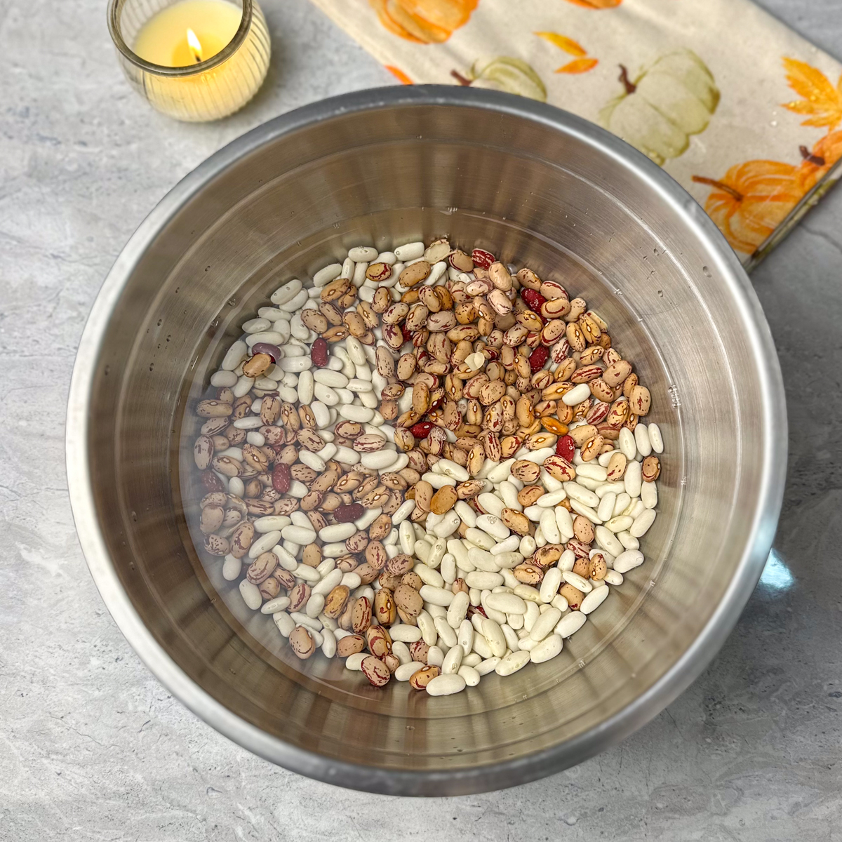 Submerge beans in water & cover overnight.