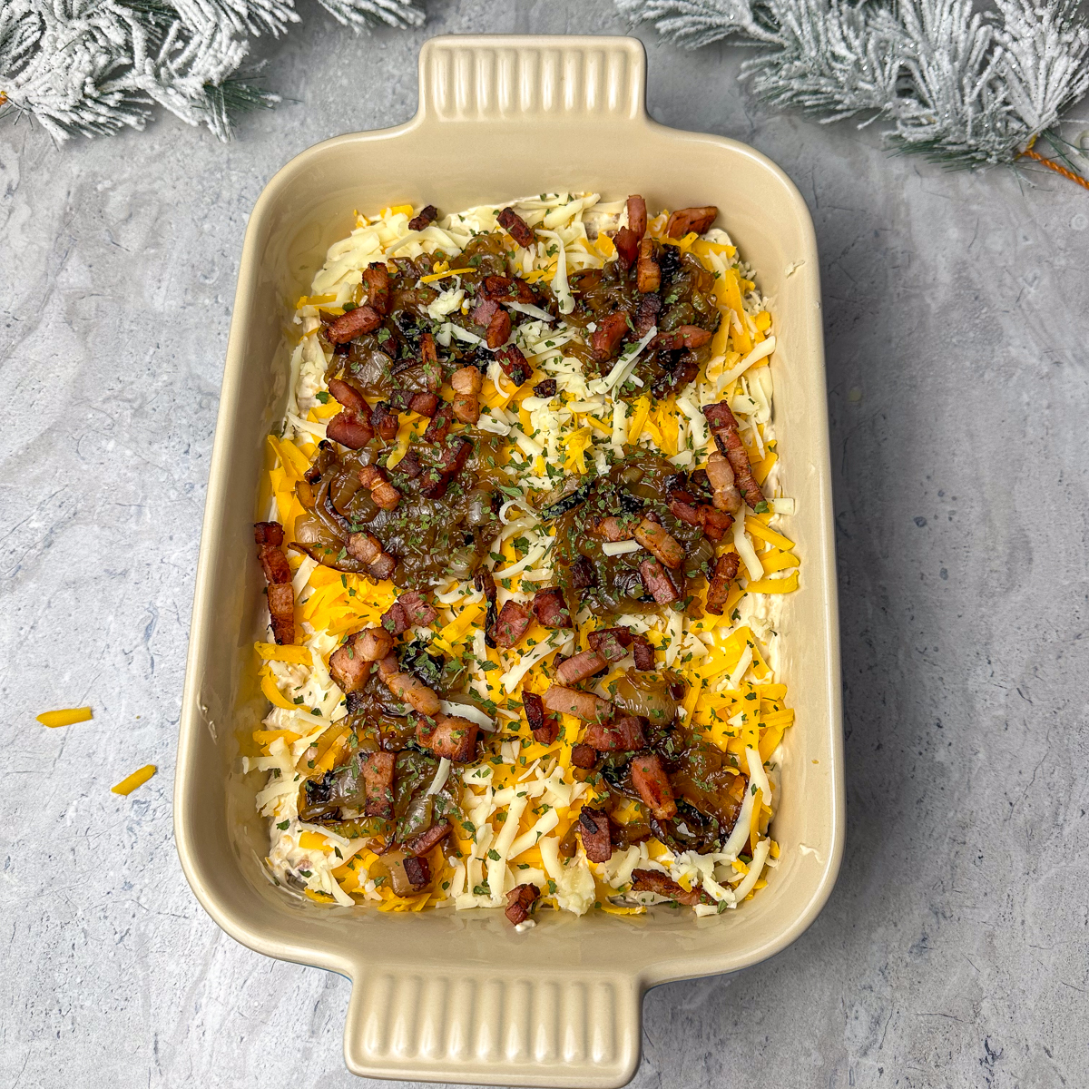 Transfer to a baking dish & bake at 350 for 10 min!