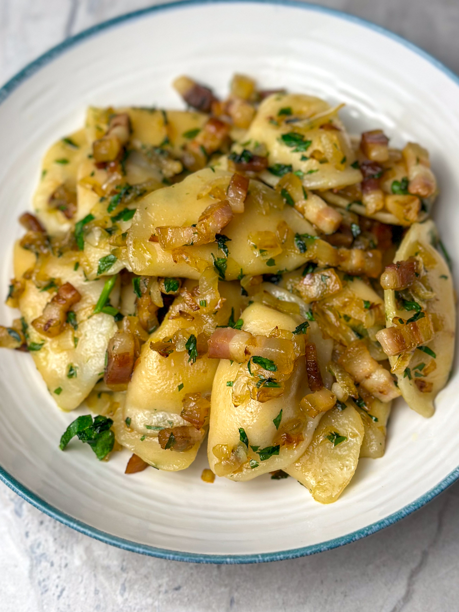 Crispy Bacon & Onion Perogies