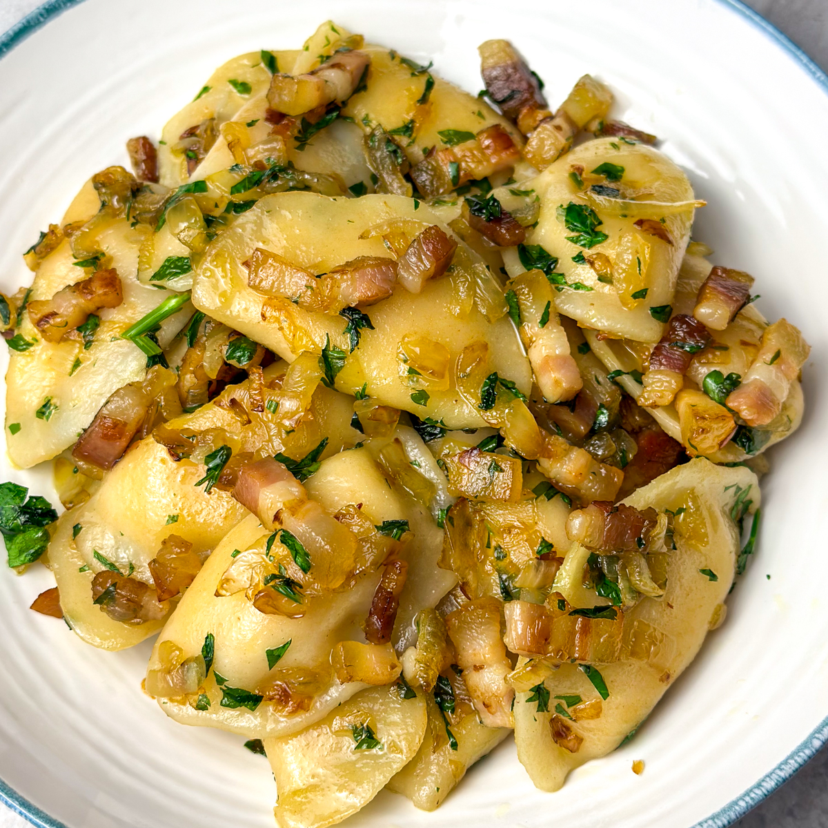 Crispy Bacon & Onion Perogies