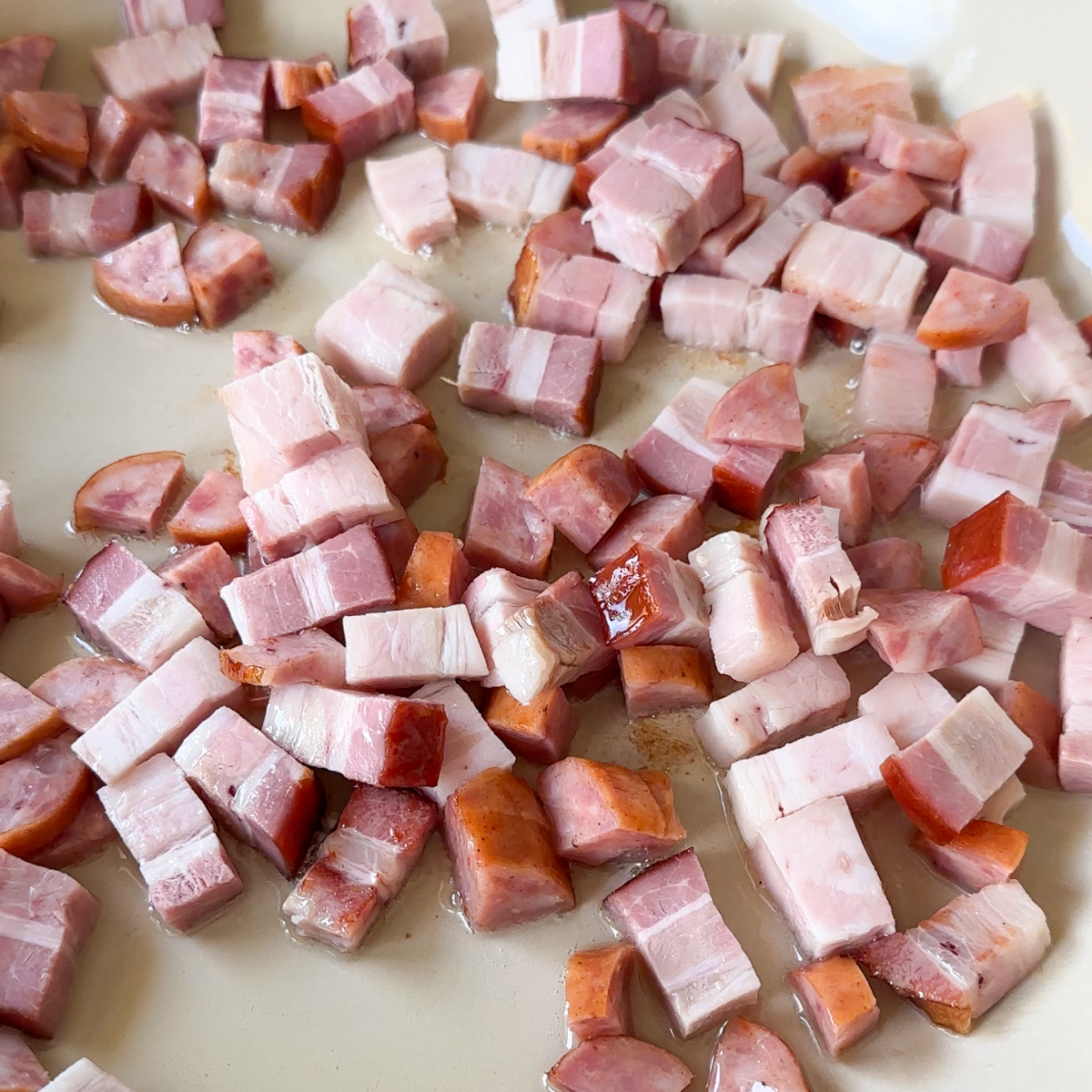 Cook the bacon & Italian sausage!