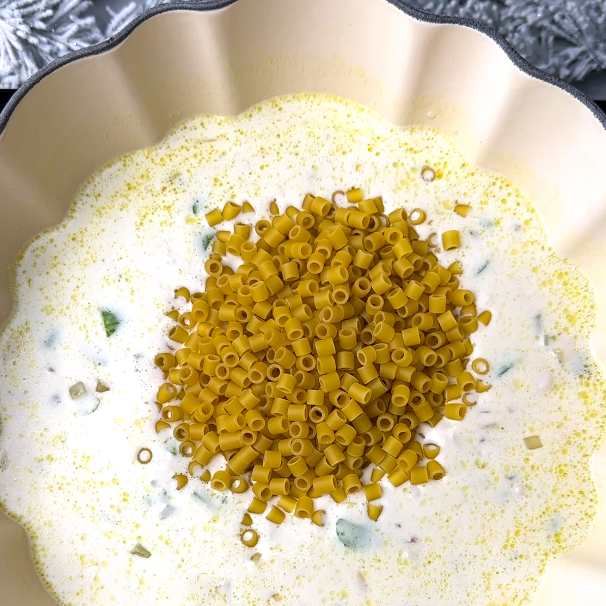 Stir in the Cream of Mushroom soup and water