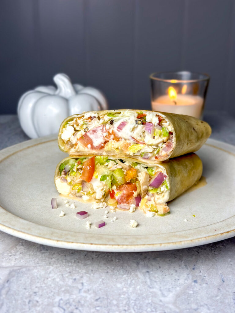 chopped greek chicken wrap