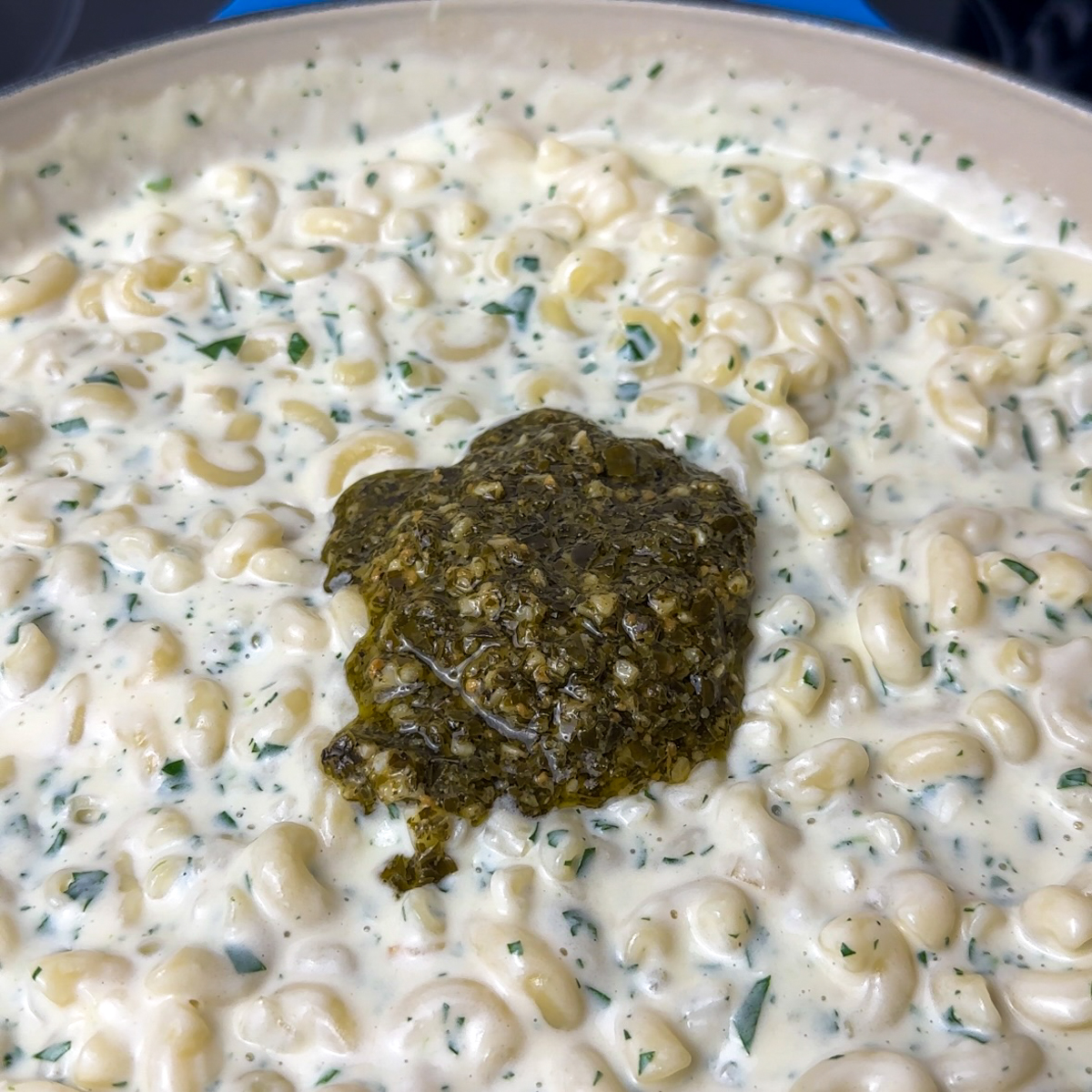 Finally mix in a couple tablespoon of a quality pesto!