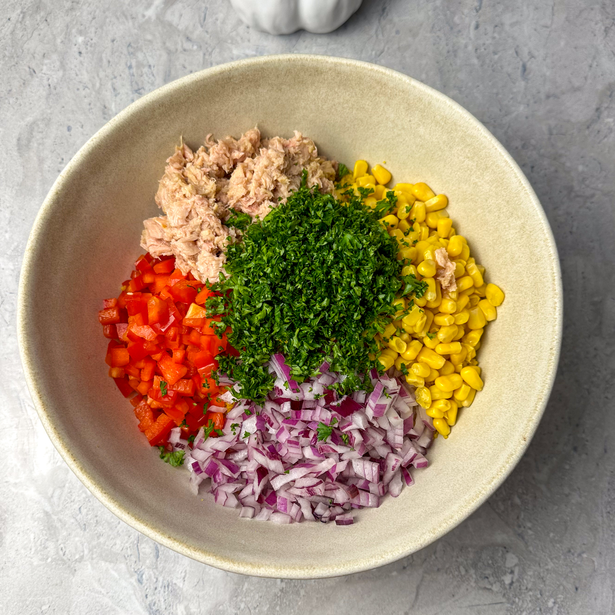 Add all toppings for the salad!