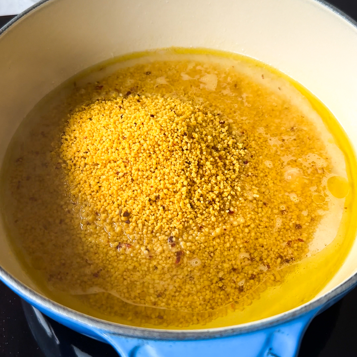 Add couscous to salted boiling water!