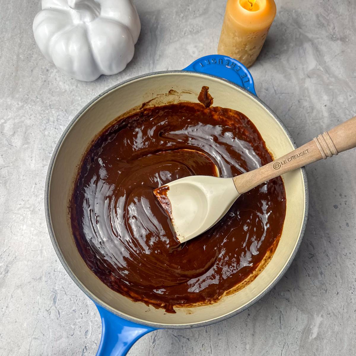 Melt chocolate & heavy cream!