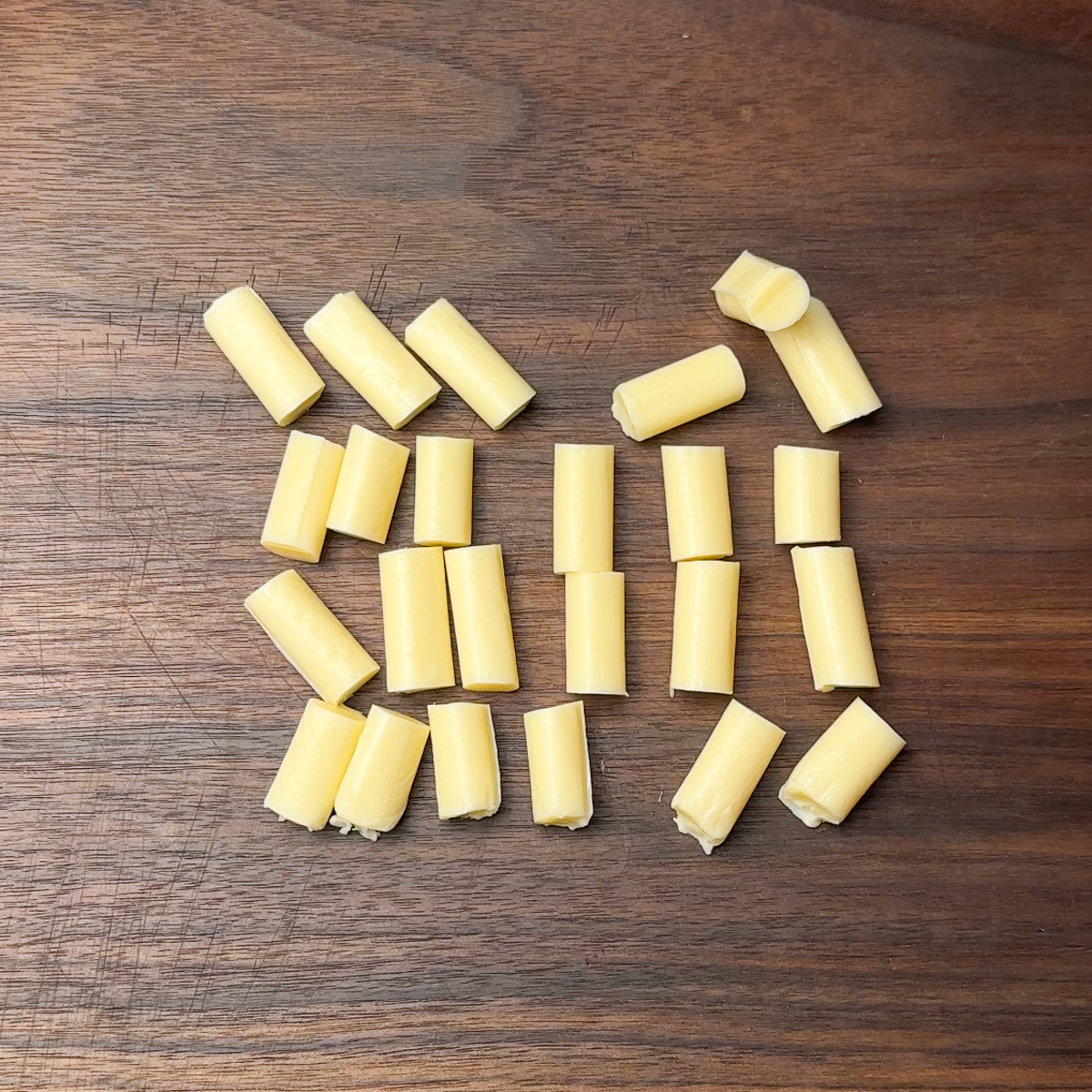 Cut up the cheese strings!