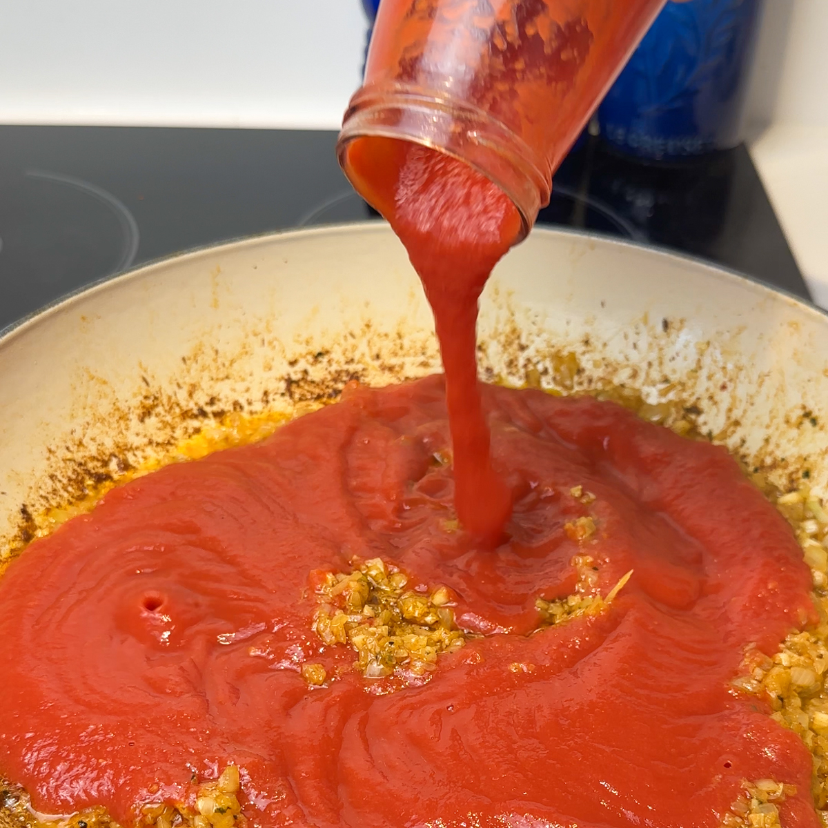 Sauté the veggies & add in the tomato sauce & sugar!
