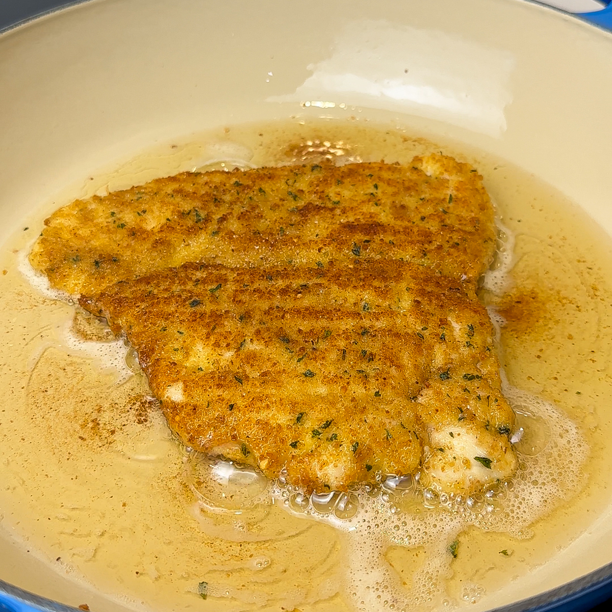 Fry chicken for 4-5 minutes on each side!