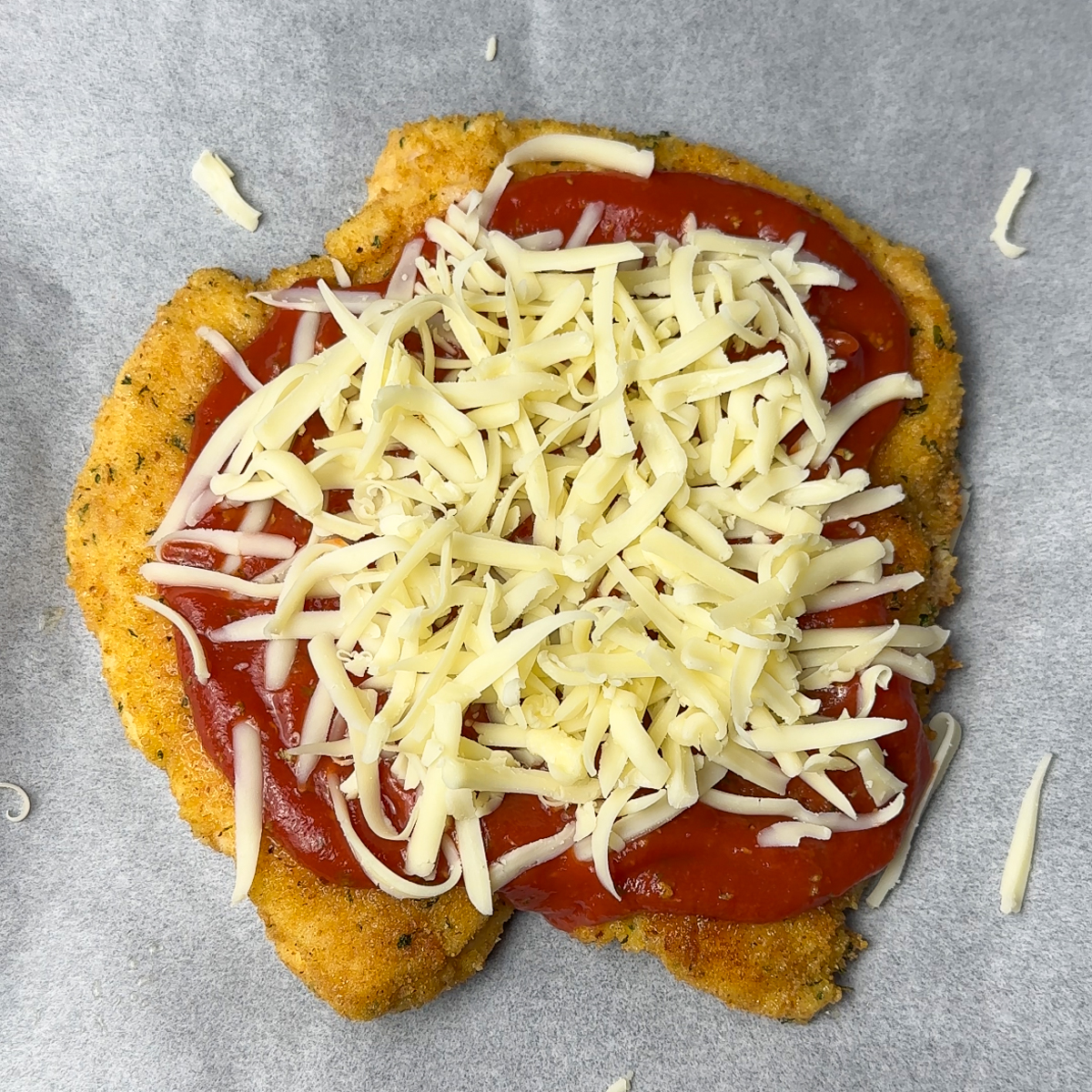 Top with marinara, mozzarella & parmesan!