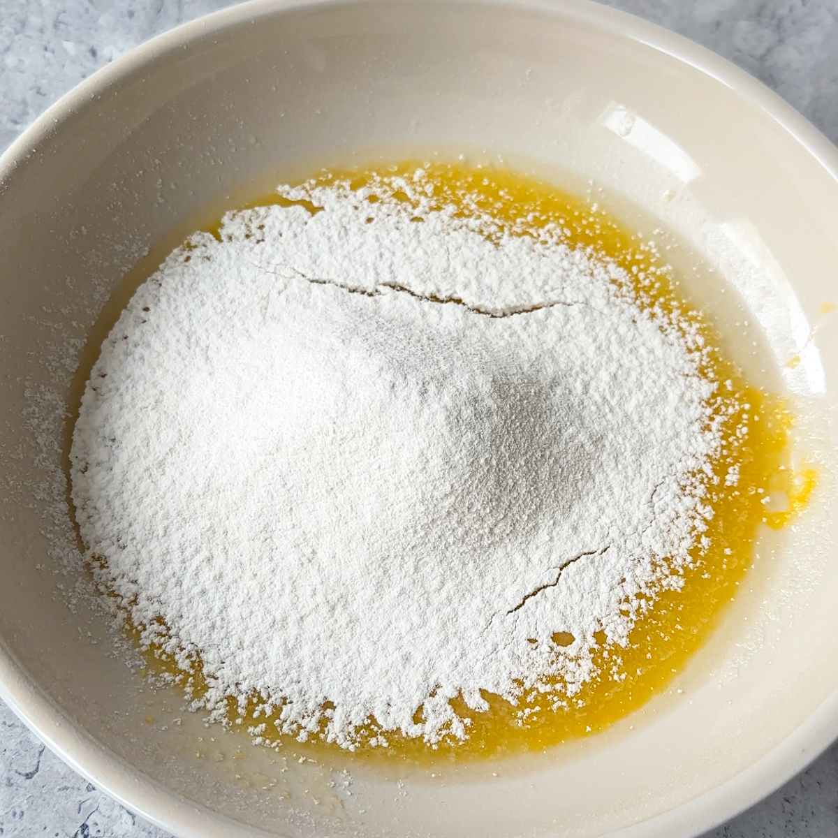 Add dry ingredients to wet ingredients!