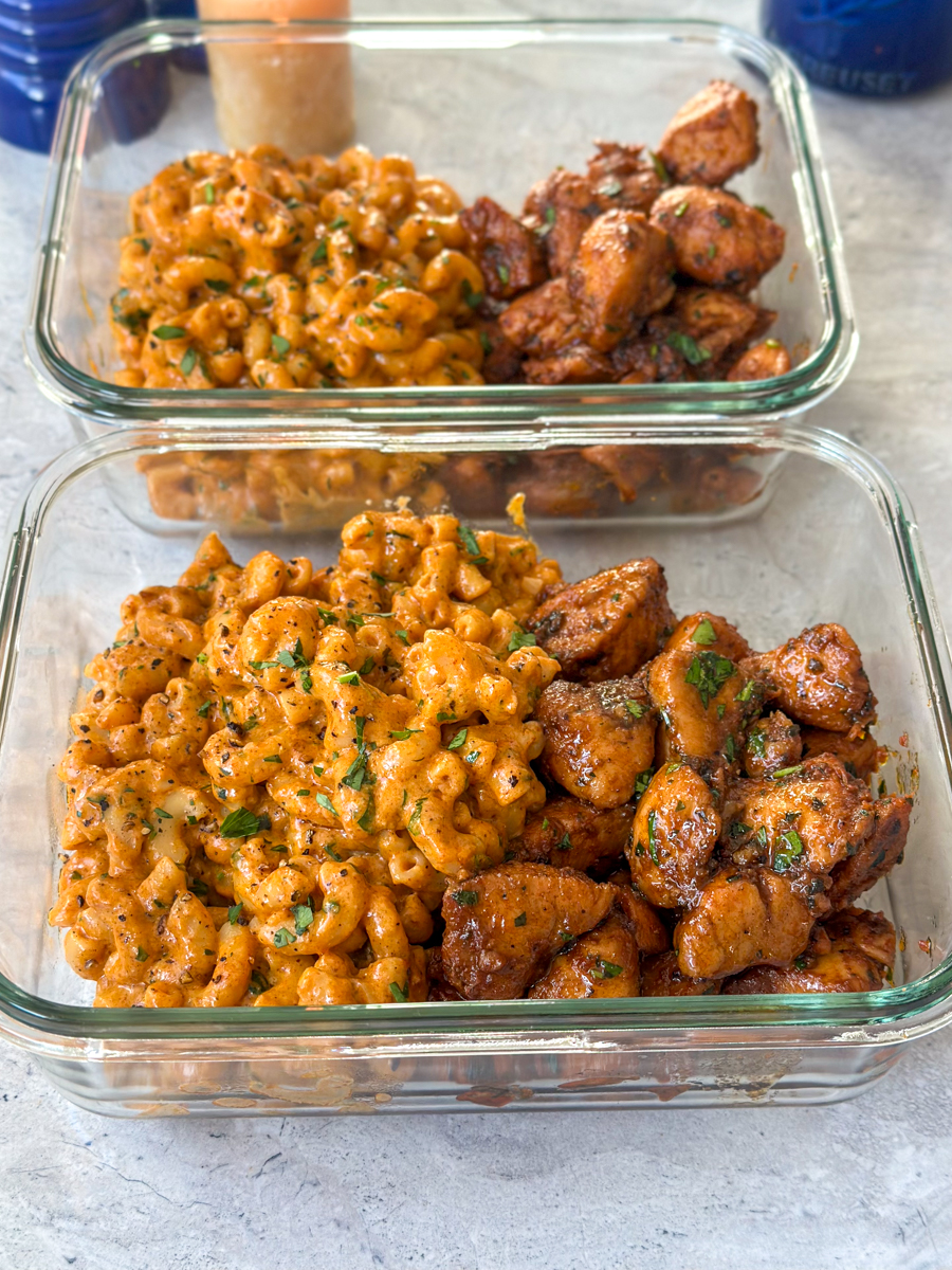 High Protein Honey Garlic Butter Chicken & Mac & Cheese