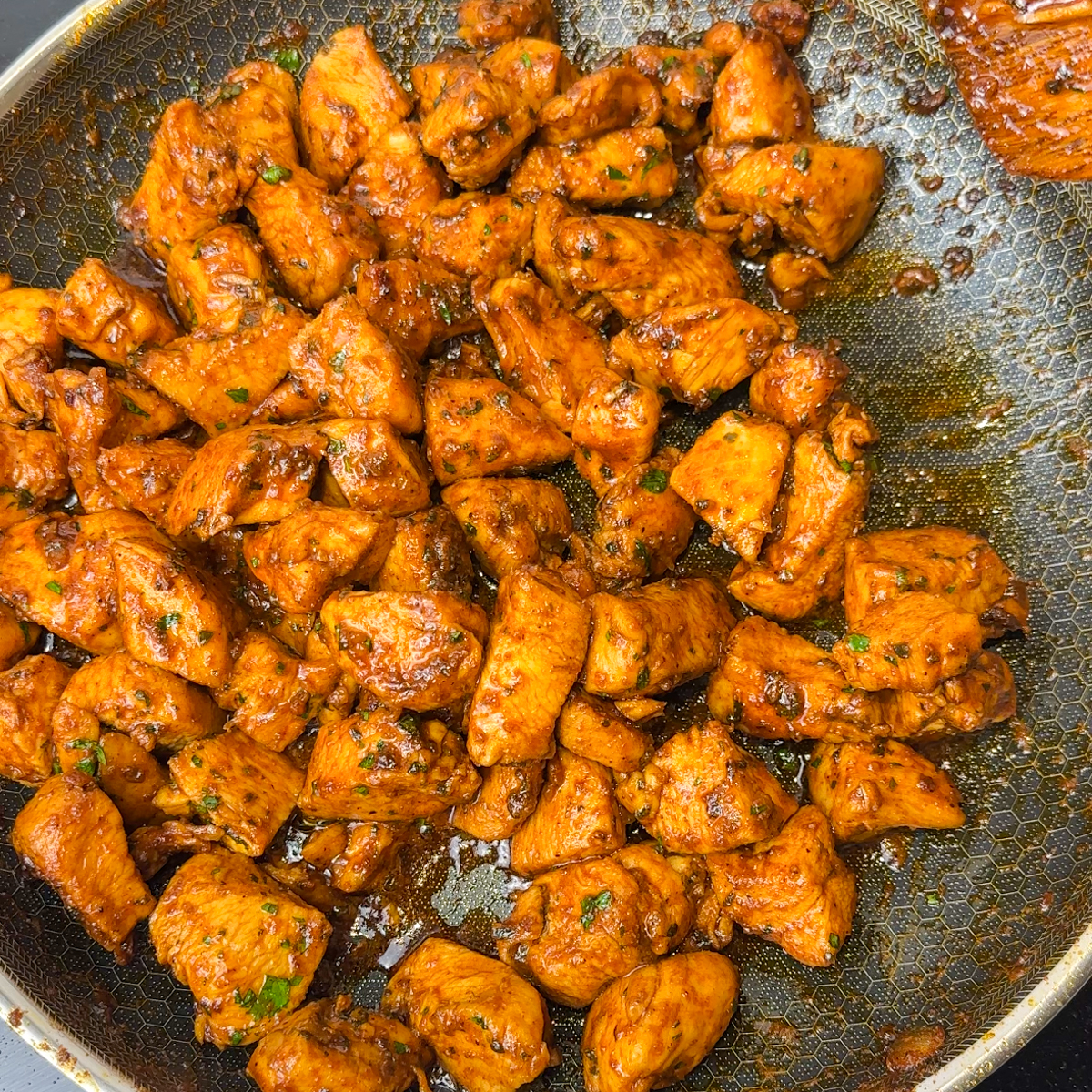 Cook the cubed chicken breast!