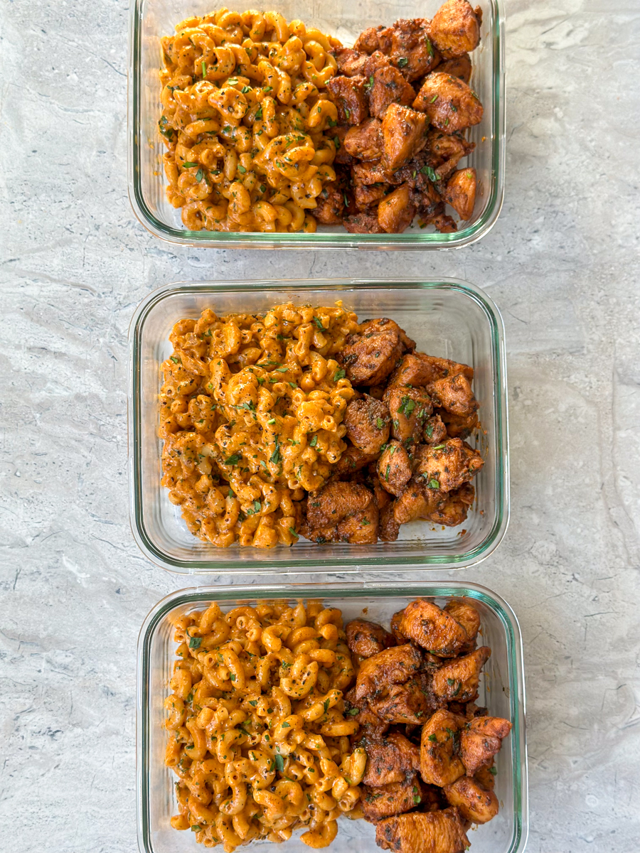 High Protein Honey Garlic Butter Chicken & Mac & Cheese