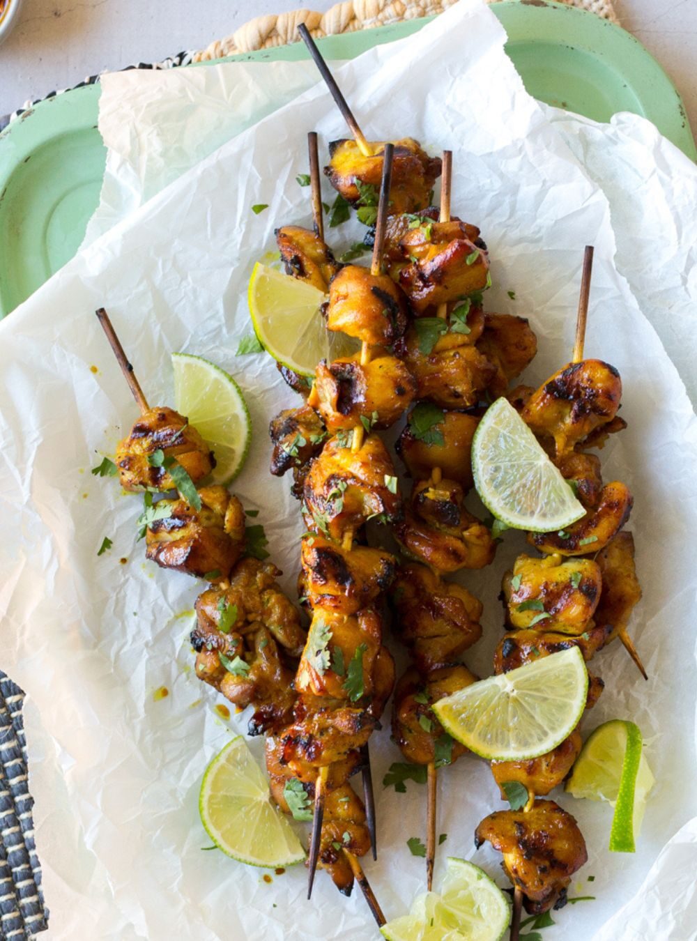 ginger honey lime chicken skewers