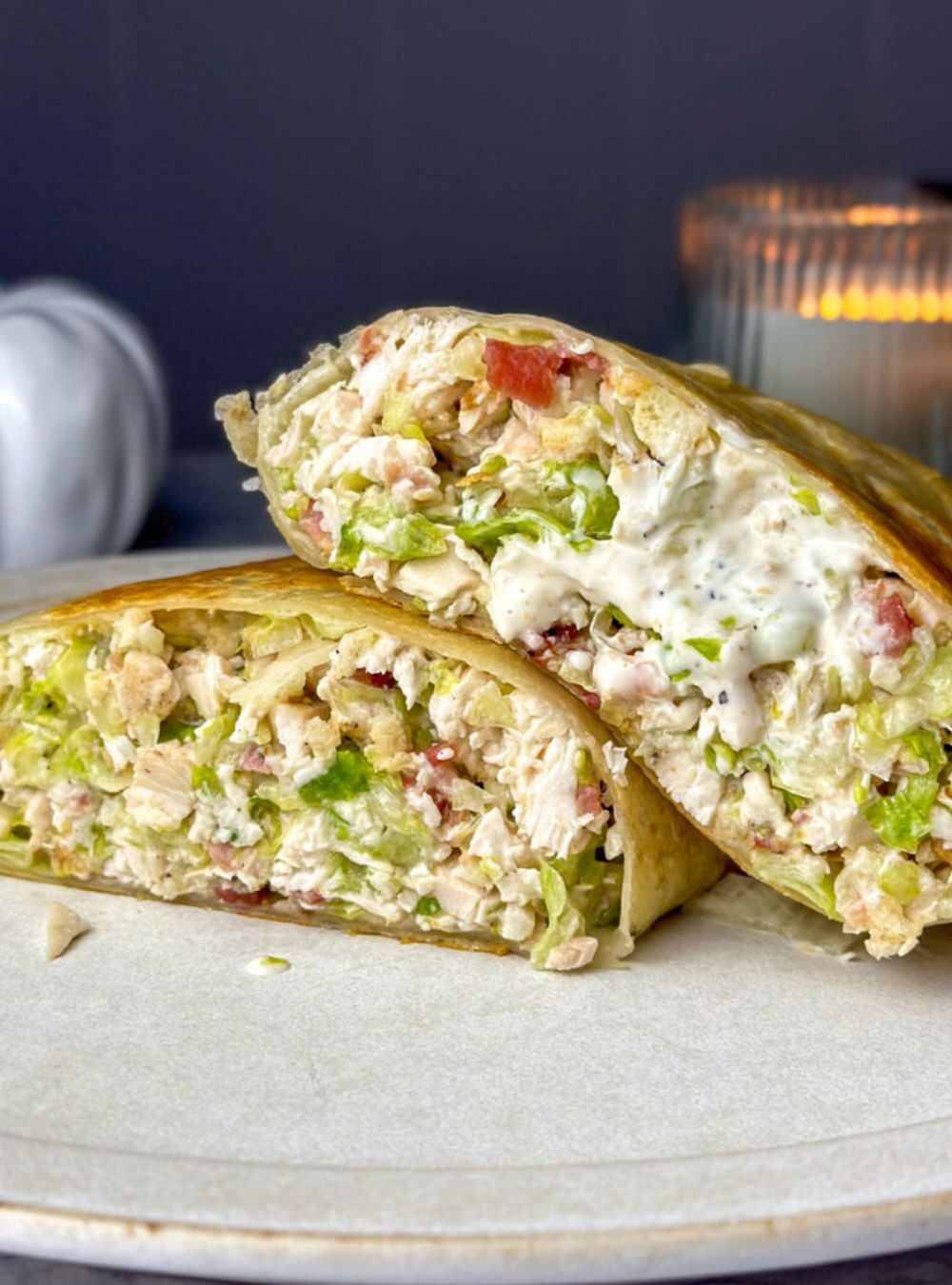 chopped chicken caesar salad wrap