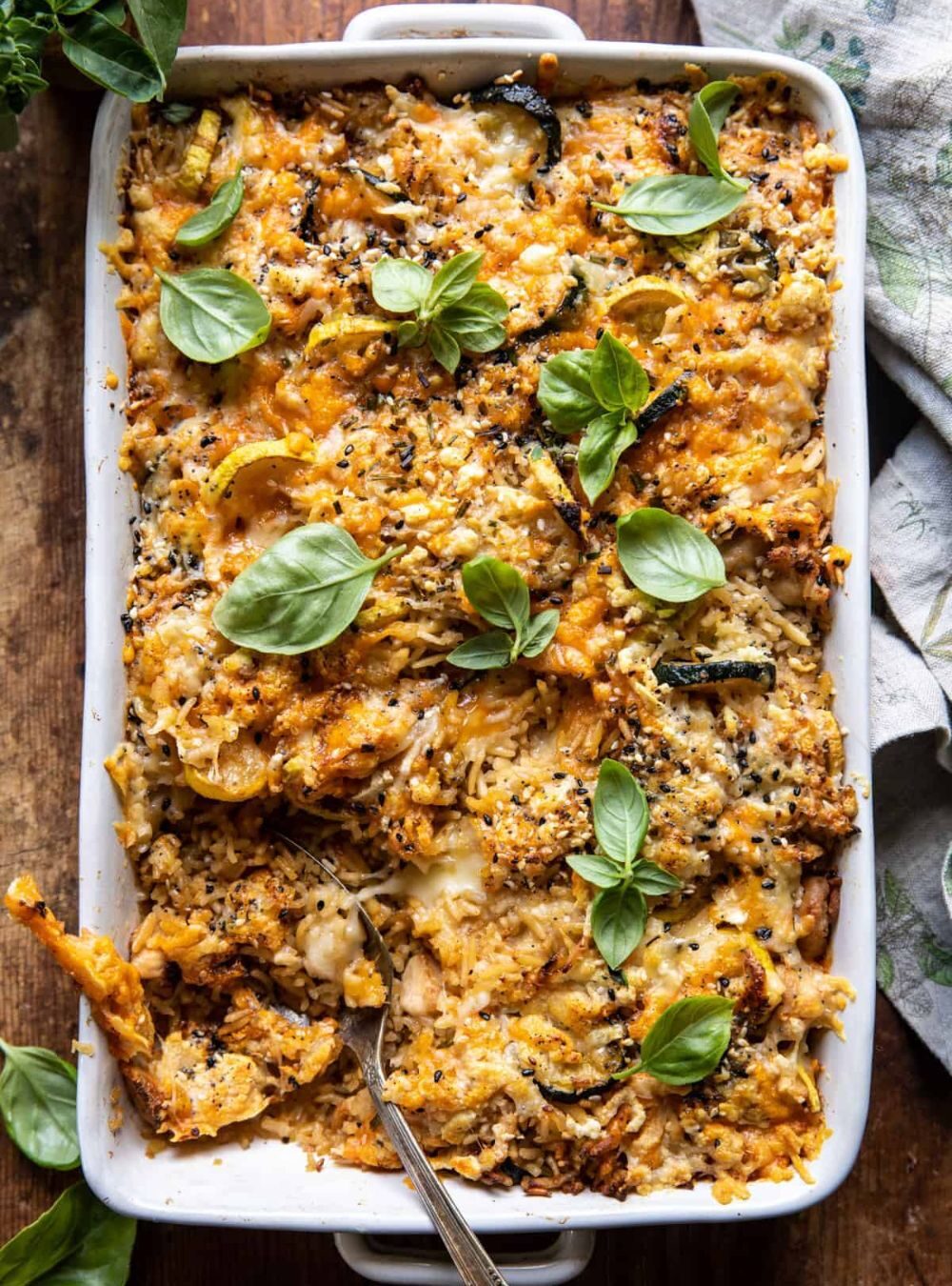 cheesy zucchini chicken and rice bake