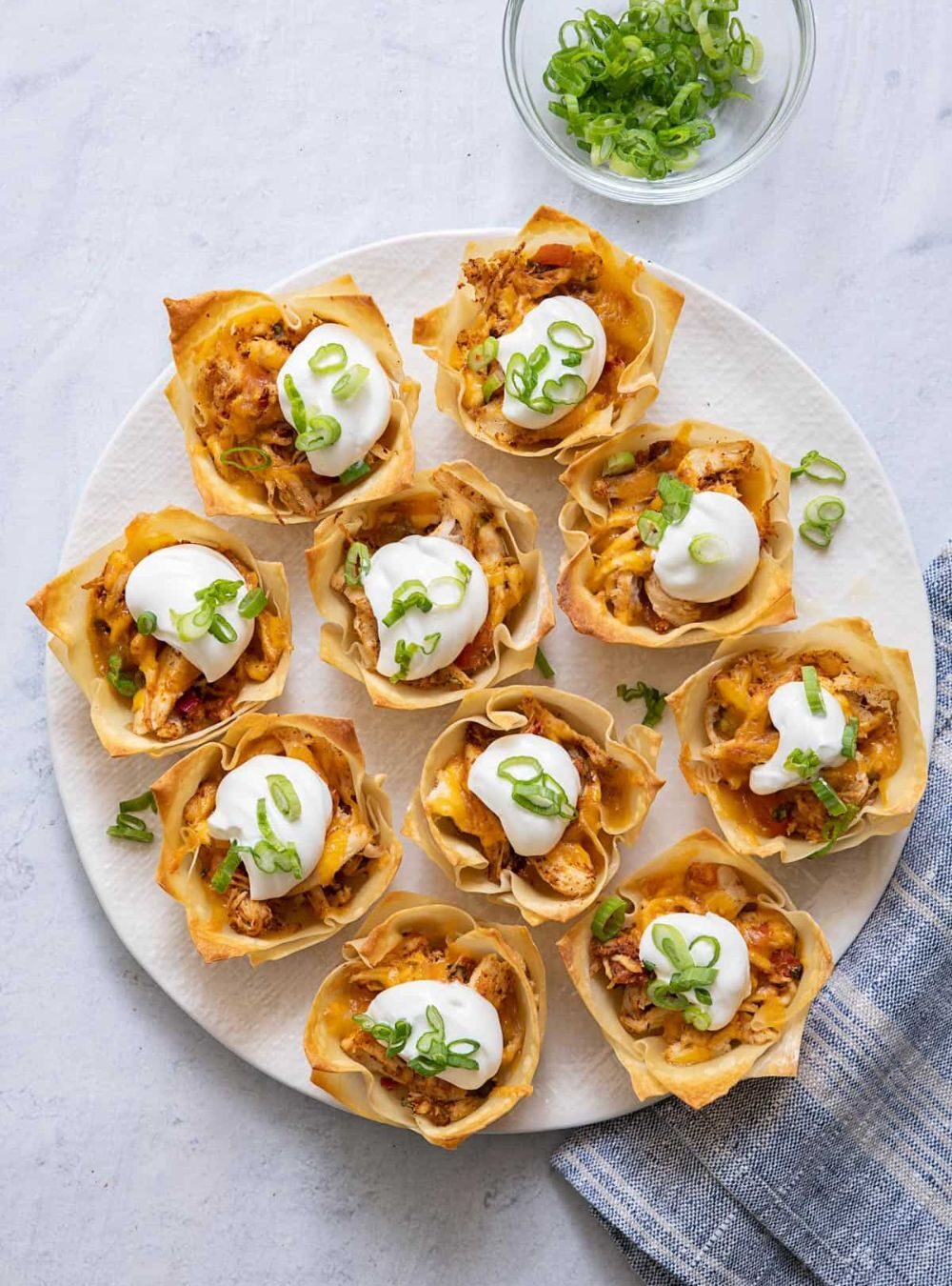chicken taco wonton cups