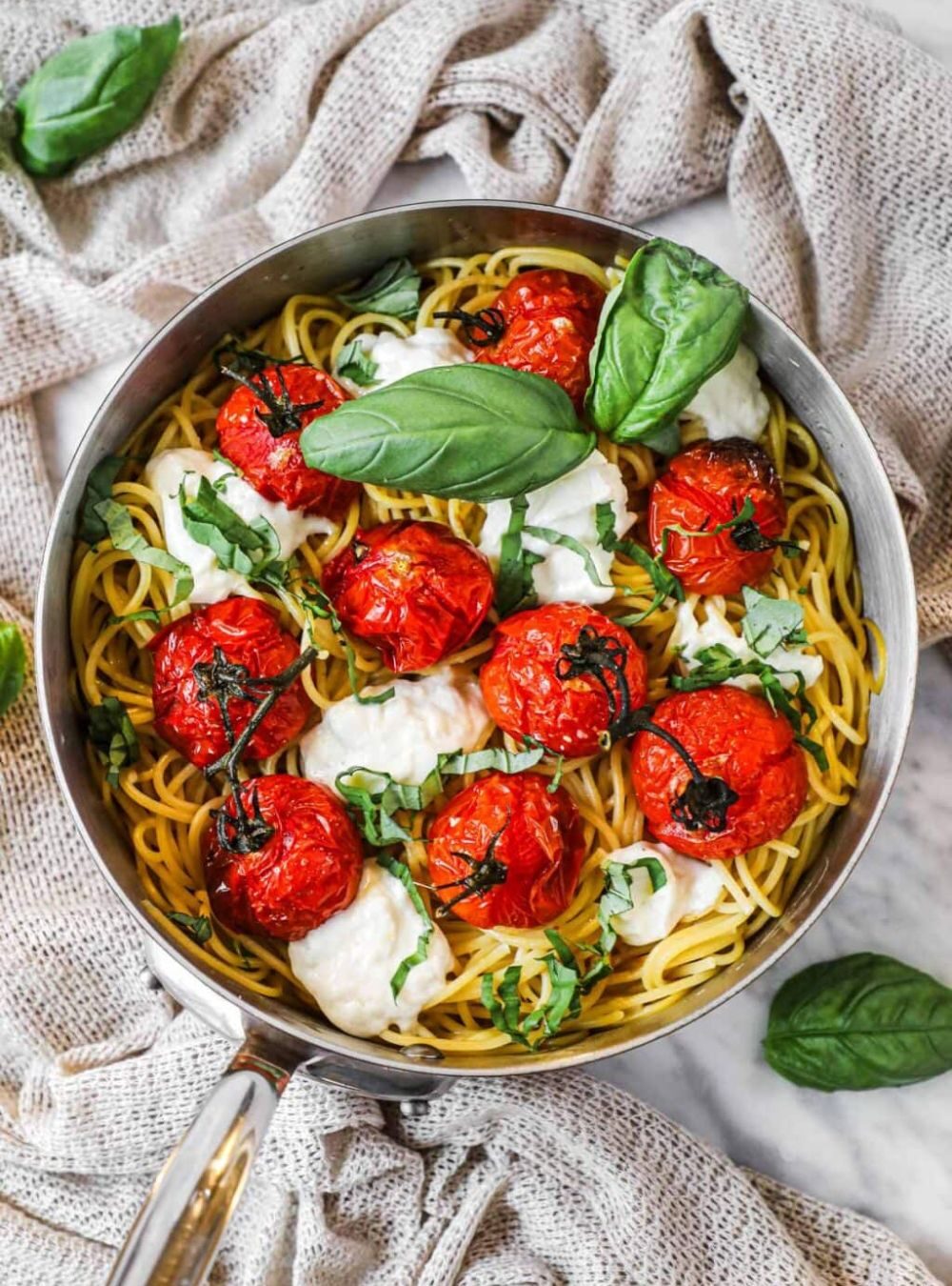 roasted tomato pasta with burrata