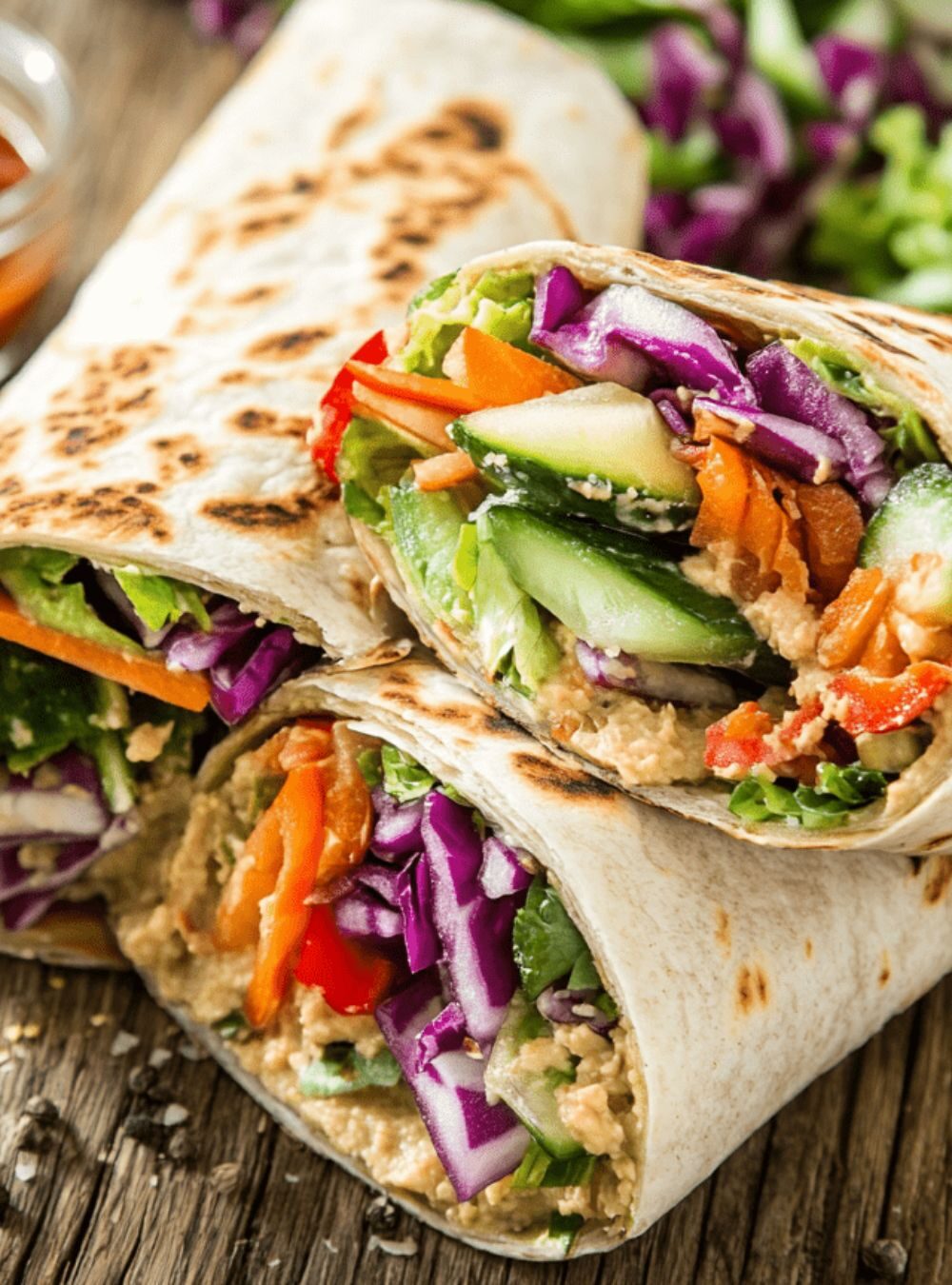 fresh veggie hummus wrap