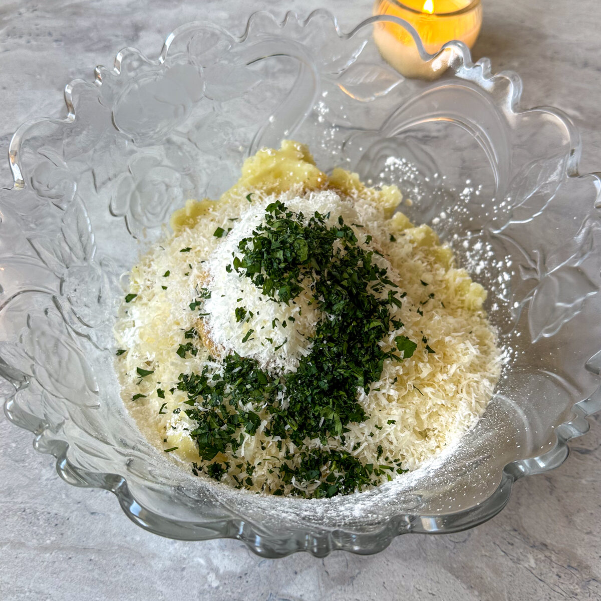 Add it to the mashed potatoes along with the seasonings & cheese!
