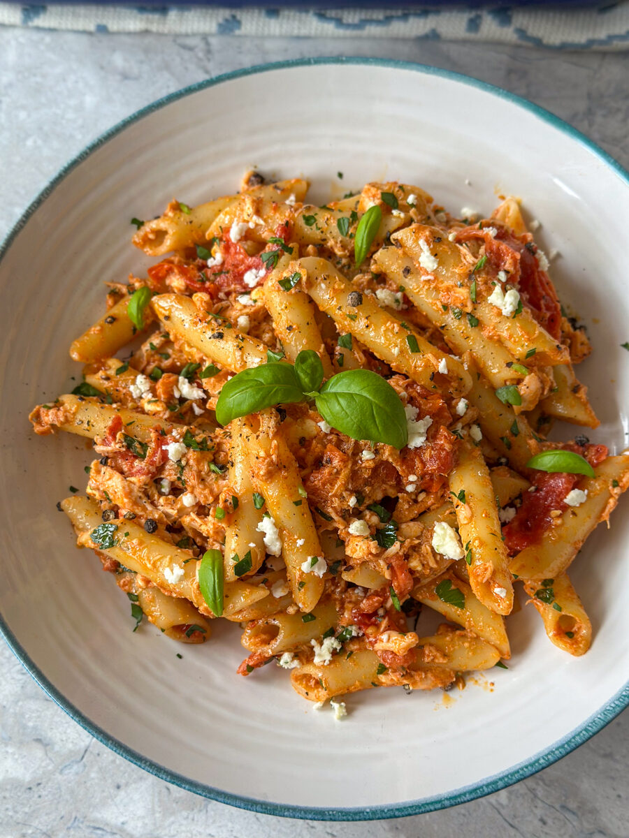 salmon feta pasta