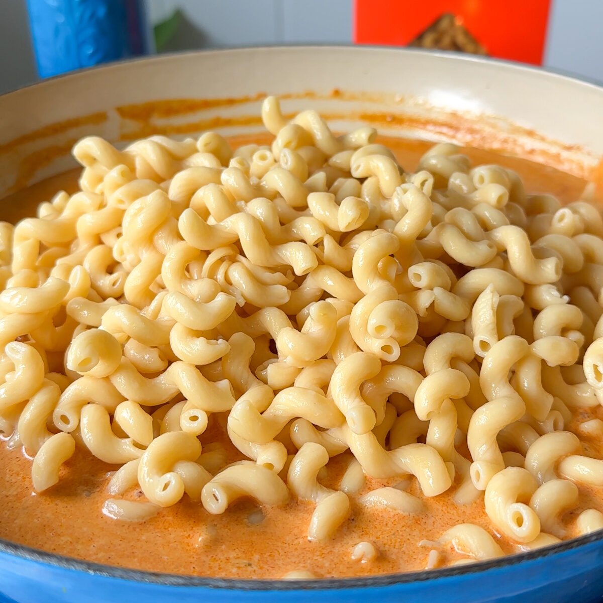 Add in the BRAMI fusilli pasta, make sure it's cooked aldente!