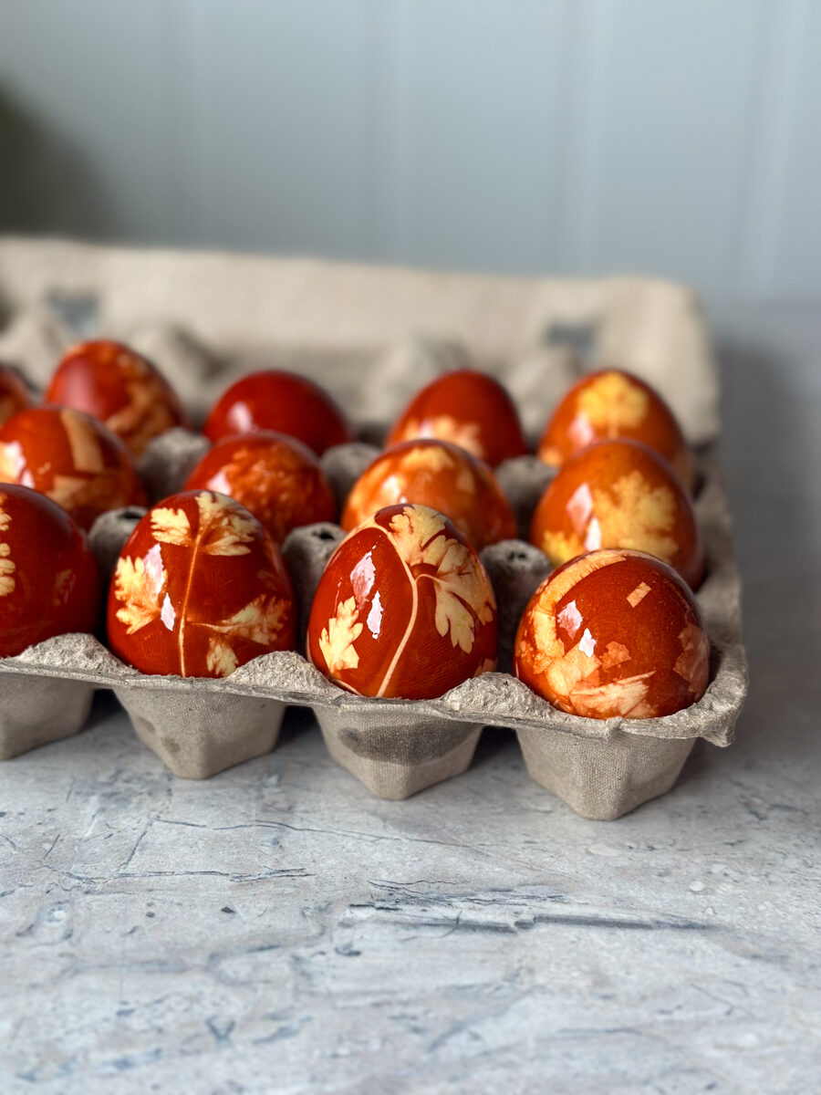 Dyeing eggs with onion skins