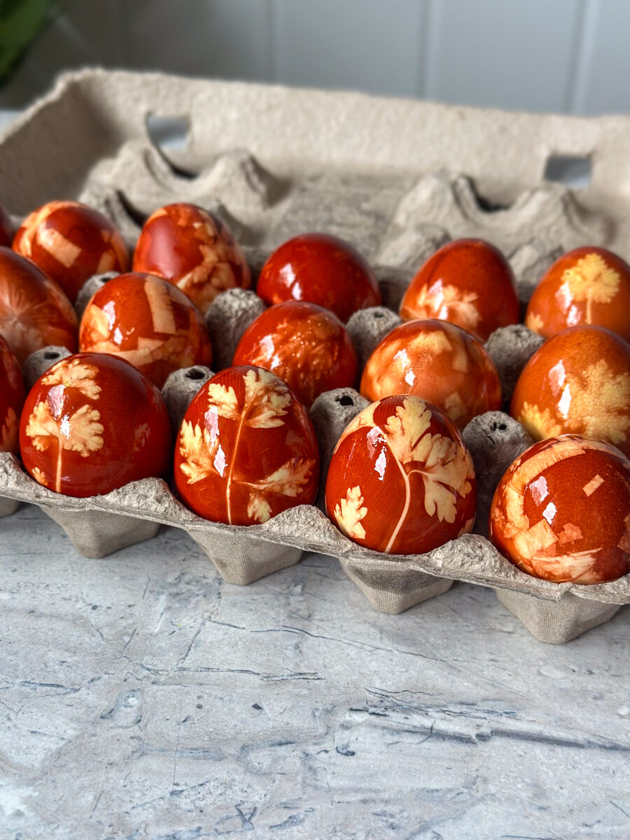 Dyeing eggs with onion skins