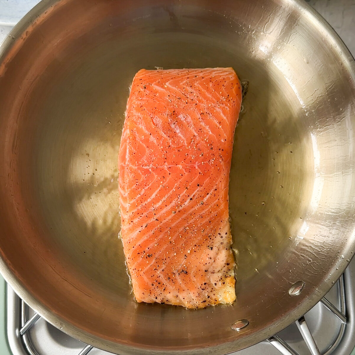 Fry the salmon skin side down!