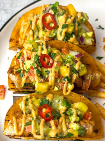 Fish tacos with mango salsa