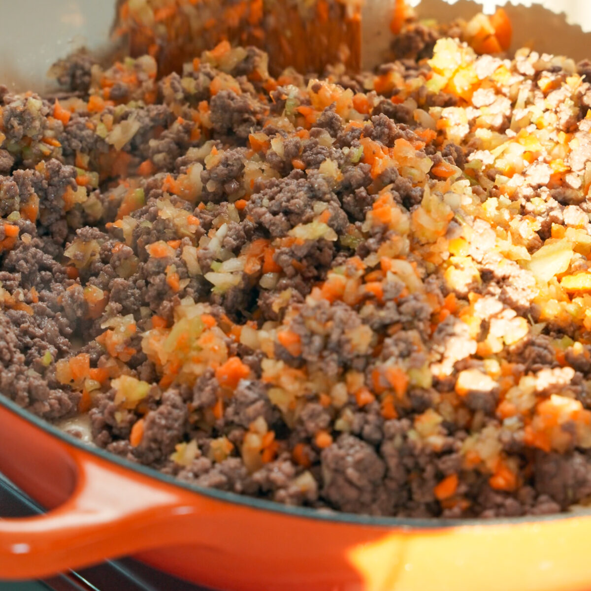 Brown the meat & add in the veggies!