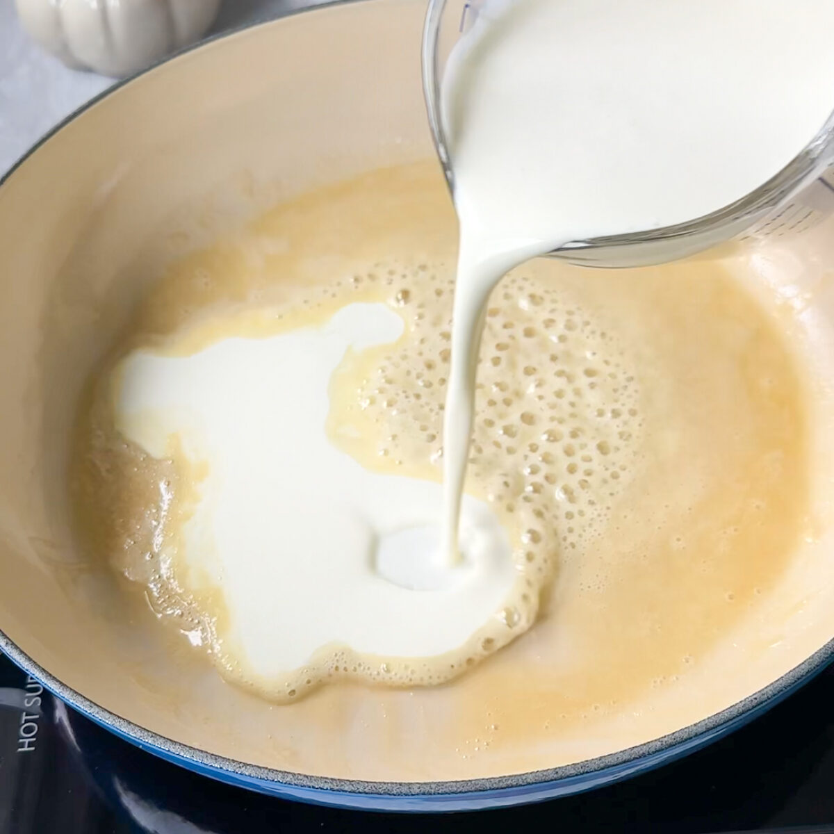 make the roux & add in the heavy cream & milk!