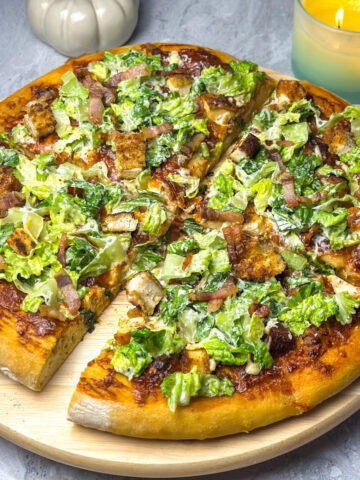 Chicken caesar salad pizza