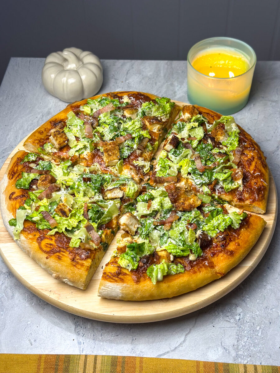 Chicken caesar salad pizza