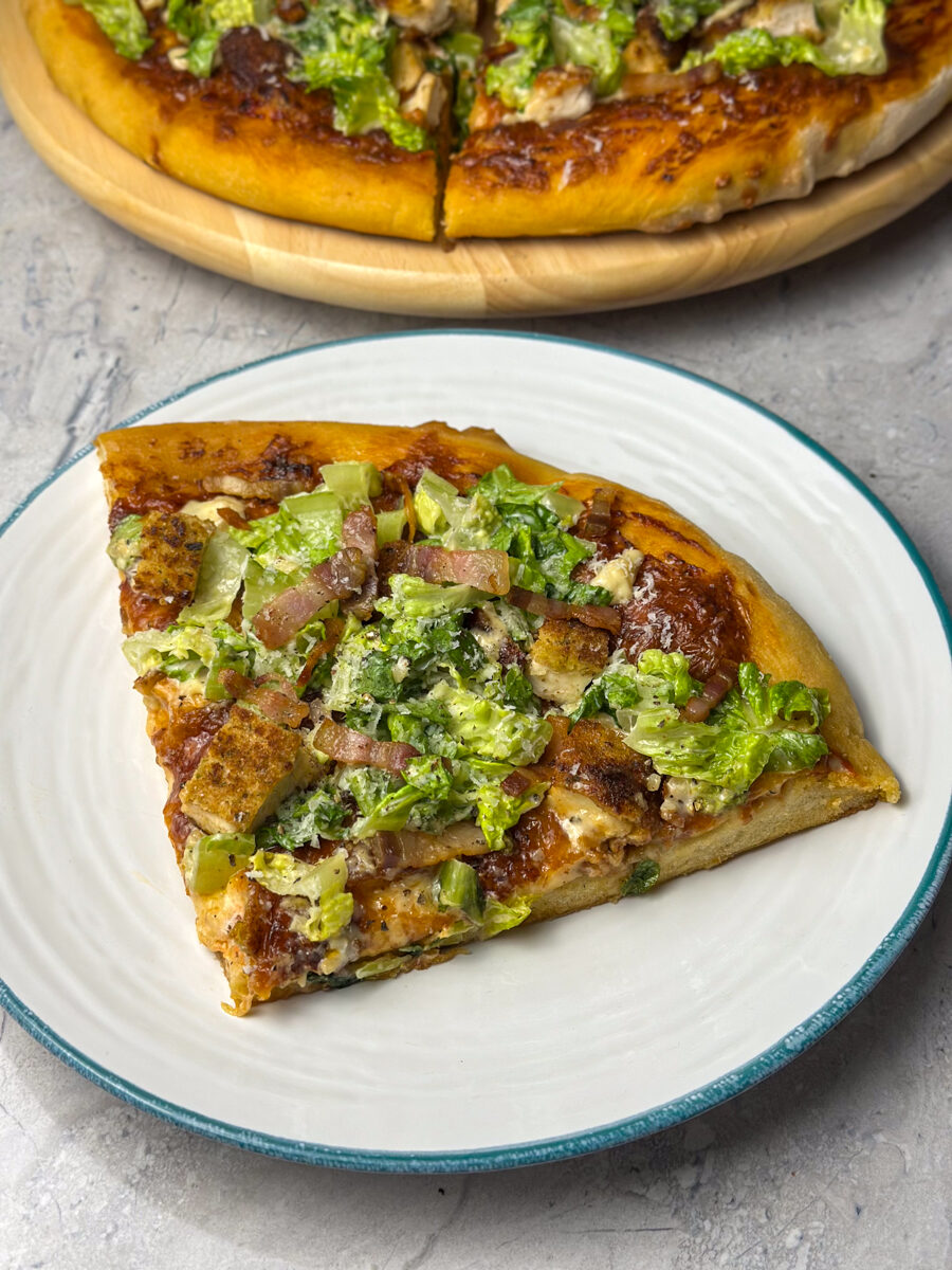 Chicken caesar salad pizza