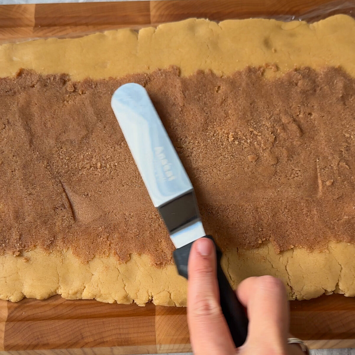 Roll it out & add the cinnamon spread!