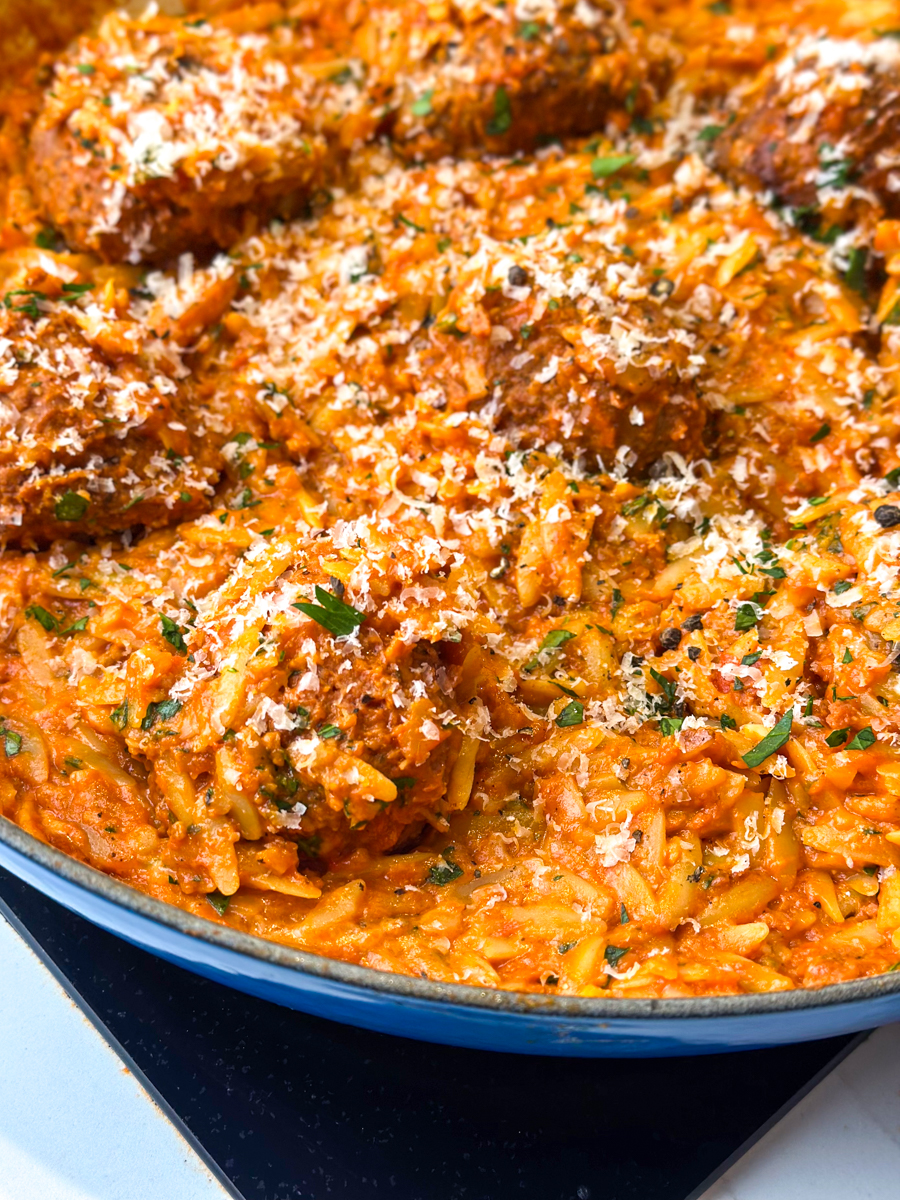 Garlic Meatball Orzo