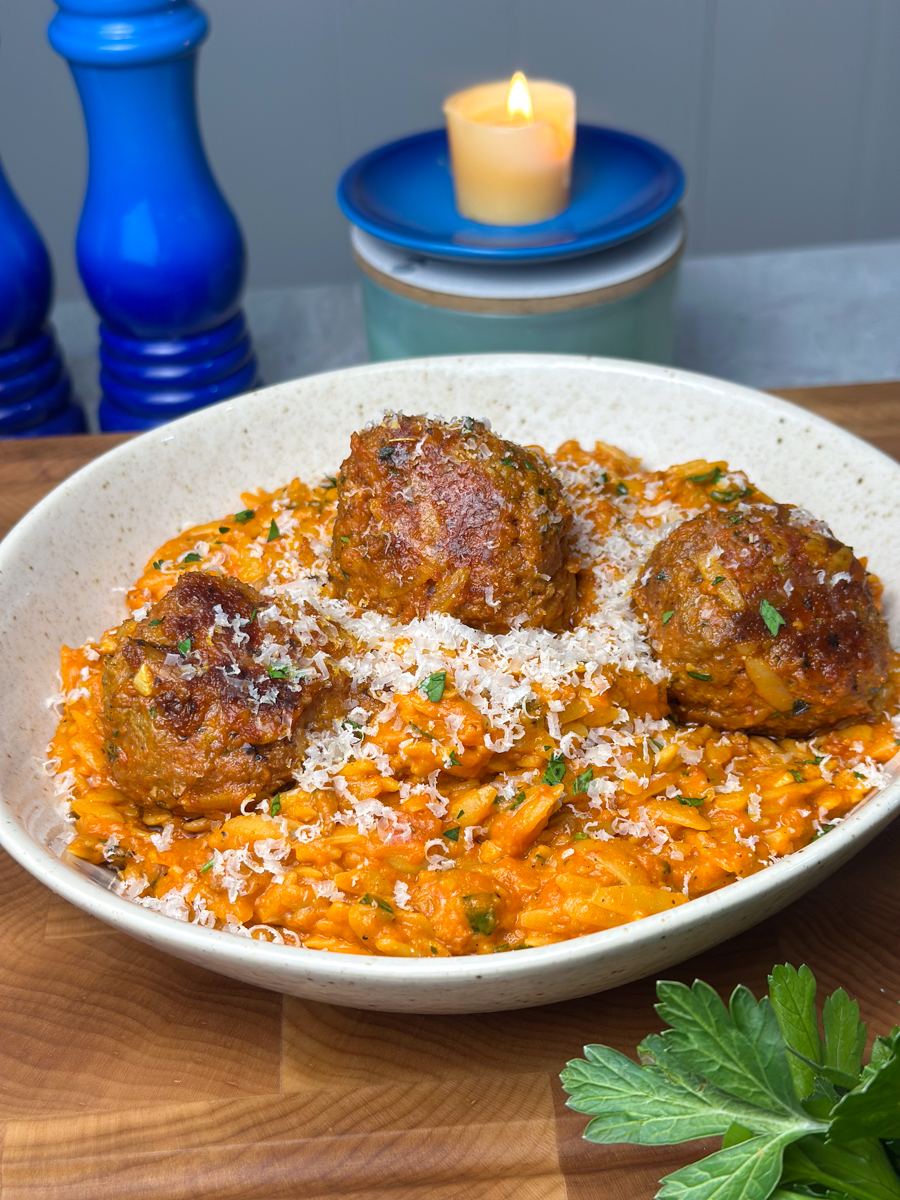 Garlic Meatball Orzo