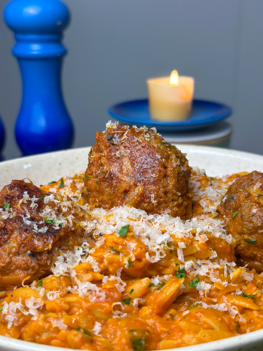 Garlic Meatball Orzo