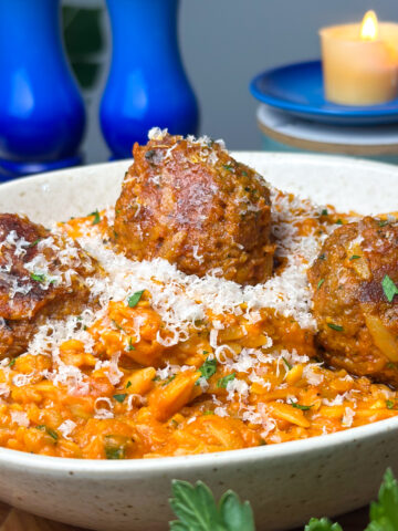 Garlic Meatball Orzo