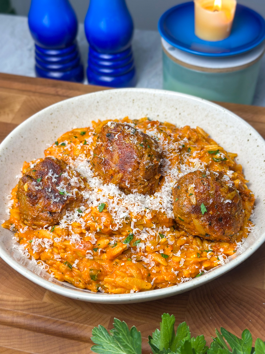 Garlic Meatball Orzo