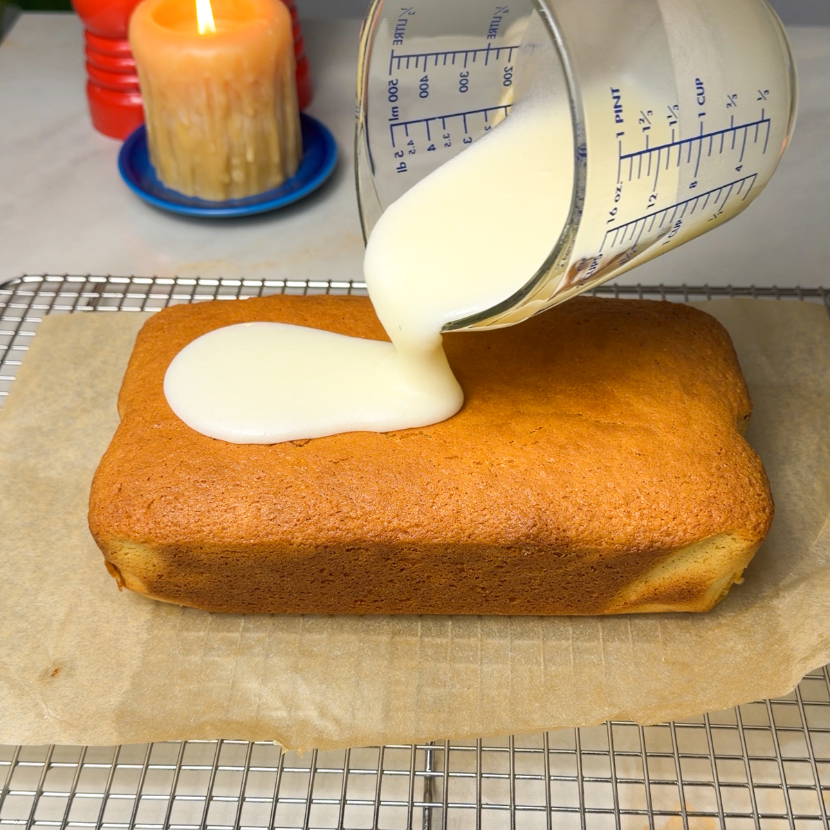 Pour the lemon icing overtop & enjoy!
