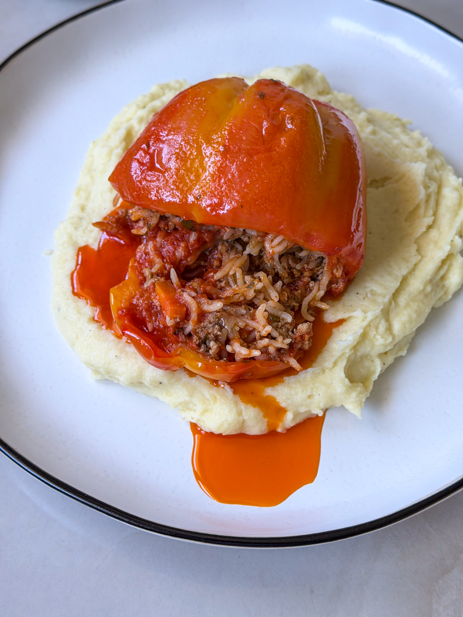 peppers stuffed with ground beef and rice
