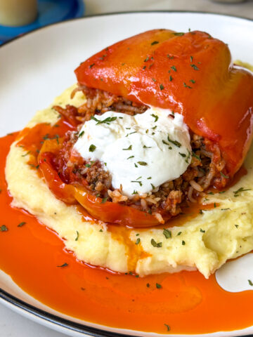 peppers stuffed with ground beef and rice