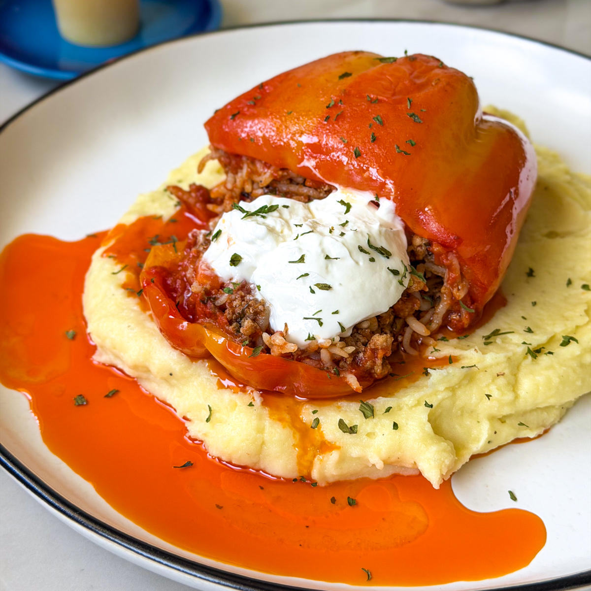 peppers stuffed with ground beef and rice
